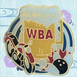 2004 WBA Bowling Milwaukee Beer Motorcycle Lapel Pin Womens Bowling Association